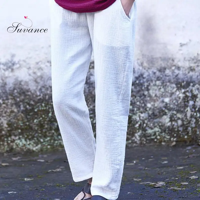 Женские длинные прямые однотонные брюки в китайском стиле универсальные весна