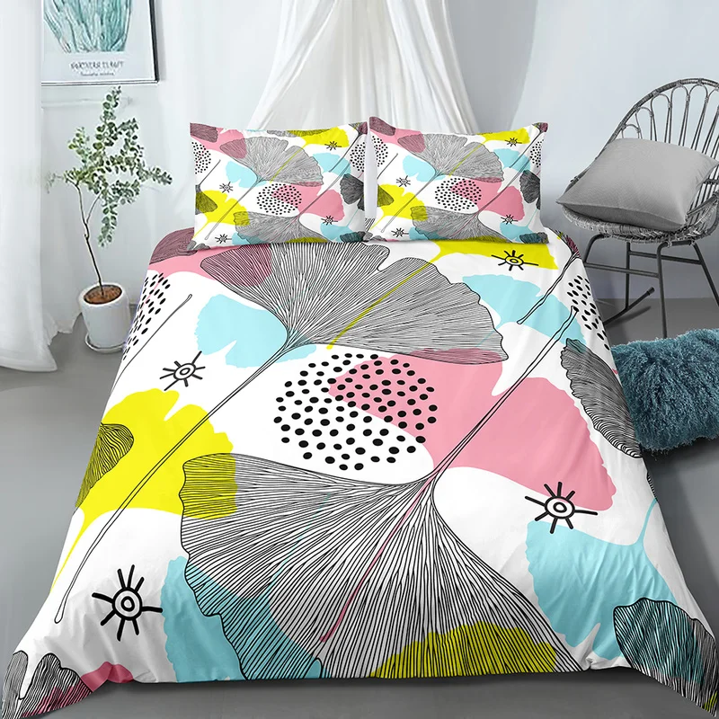 

Yi Chu Xin queen size Bedding Sets luxury Ginkgo biloba Duvet Cover Set with Pillowcase Kids Bedspread