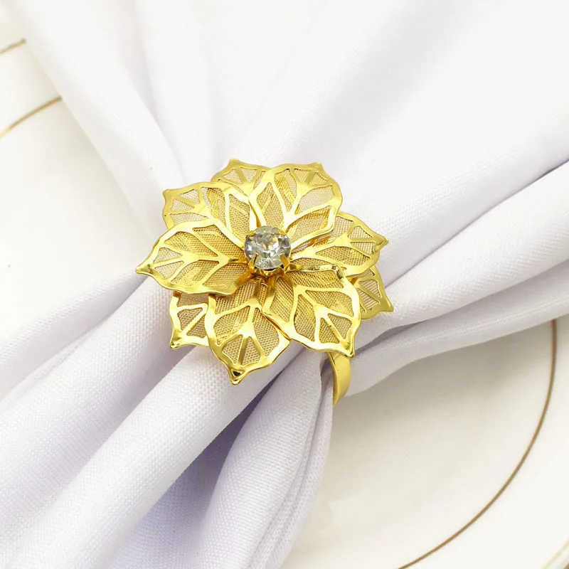 

12pcs Hotel Flower Napkin Buckle Napkin Ring Napkin Ring Metal Mouth Cloth Ring Table Decoration Table Decoration Napkin Rings