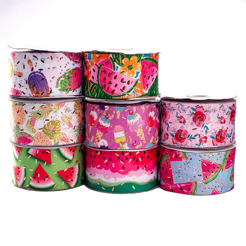 Золотая фольга для фруктов клубники ананаса арбуза 2 ярда 75 мм корсажная лента с
