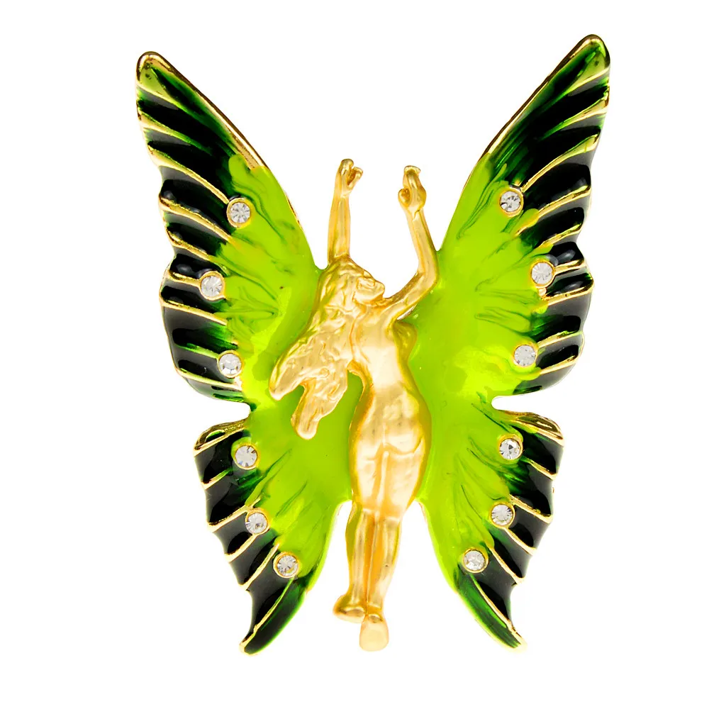 

CINDY XIANG New Gold Metal Beautiful Butterfly Angel Girl Brooches For Women Vintage Fashion Design Animal Brooch Pins Jewelry