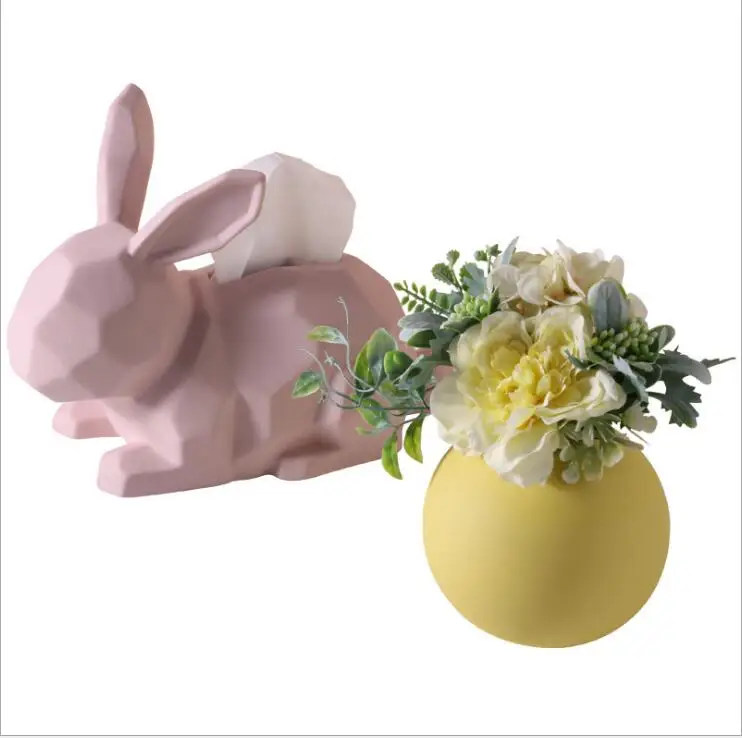 

European Geometric Deer Bulldog Storage Box Napkin Drawer Tray Home Livingroom Table Ceramic Tissue Box Decoration Crafts Gifts