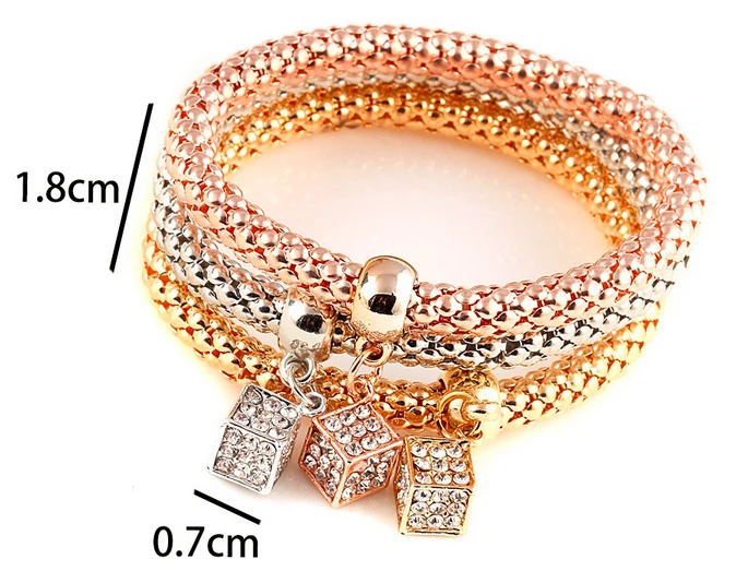 3 предмета в комплекте партия эластичные браслеты с брелоками для женщин