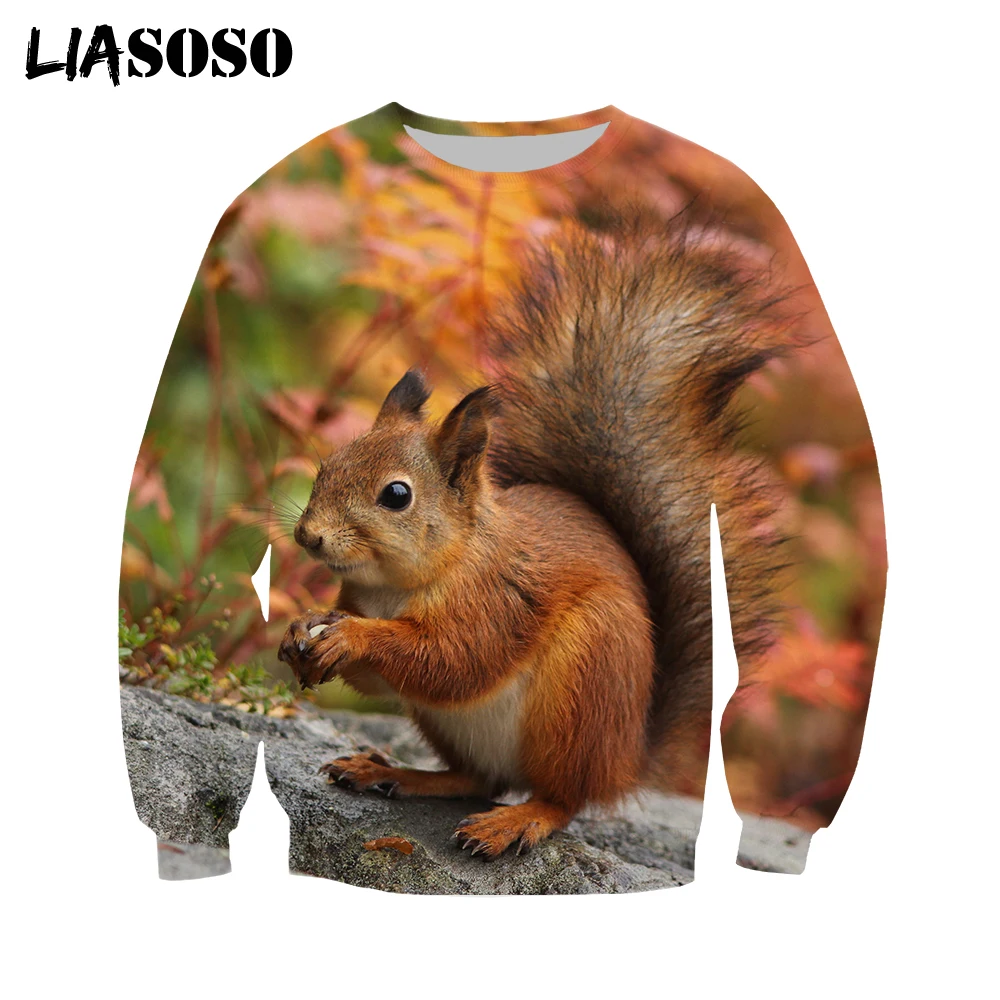 

LIASOSO 3D Print Animal Squirrel Sweatshirt Hoodies Men Women Cute Long Sleeve Harajuku Cool Pullover Autumn Loose Sweats Topss