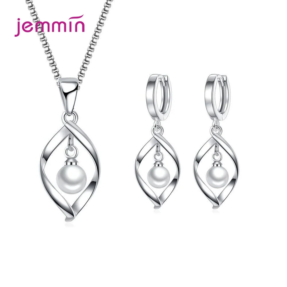 

Новое поступление уникальный дизайн с белым жемчугом элегантные вечерние 925 стерлингового серебра ожерелье серьги отлично подходит для же...