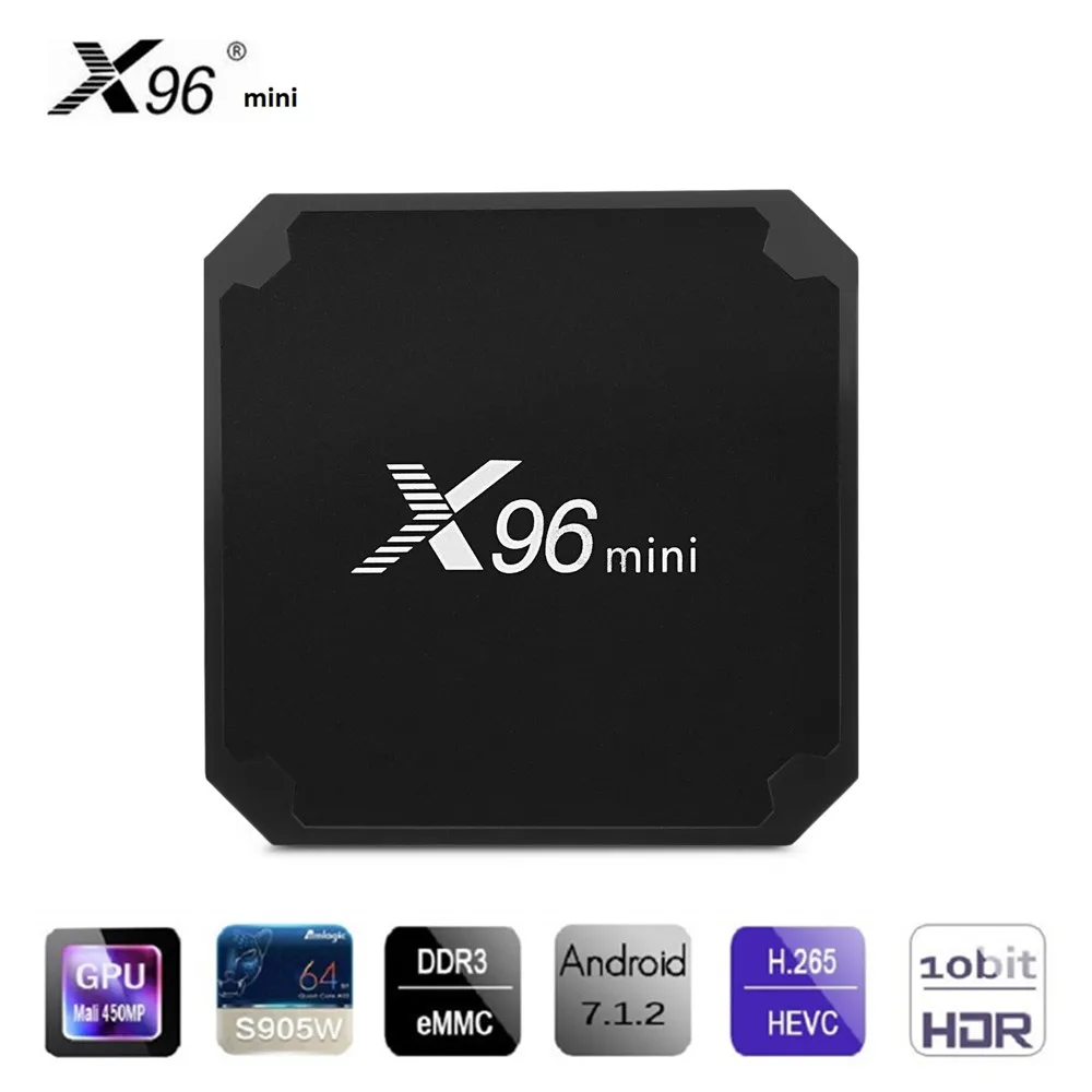 Просвет X96mini Смарт ТВ Box Android 7,1 Amlogic S905W 2 ГБ+ 16 Гб set top tv Box HDMI H.265 4K 2,4 ГГц Wi-Fi Media Player