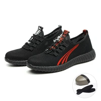 new men safety shoes summer fly woven breathable shoes steel toe cap light work shoes men and women construction boots