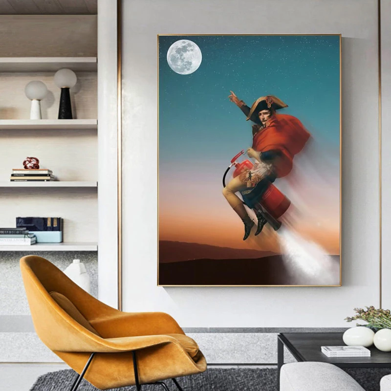 Modern Spoof Napoleon Rode Fire Extinguisher Canvas Painting Poster and Print Wall Art Picture for Living Room Home Decor Cuadro | Дом и сад