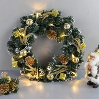 2021 led light christmas wreath with battery powered string front door hanging garland holiday home decorations