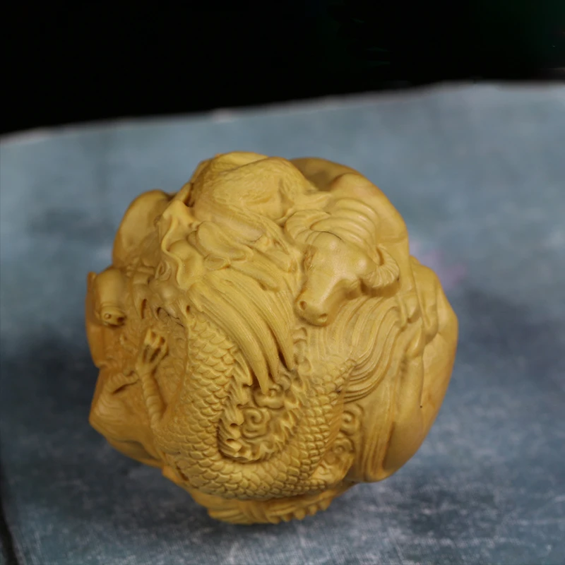 Китайская коллекция зодиака 4 5 см резьба из самшита твердая деревянная статуя