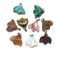 1pc natural stone gem leaf agate quartz pendant handmade crafts diy retro party necklace earring jewelry accessories gift make