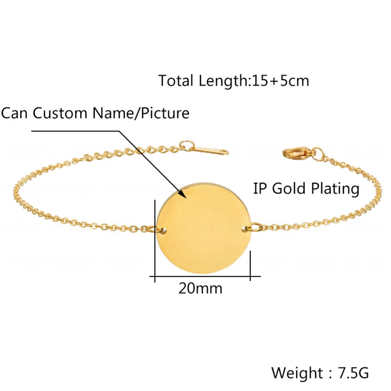 Браслет-цепочка UZone из нержавеющей стали с гравировкой имени даты и фото |