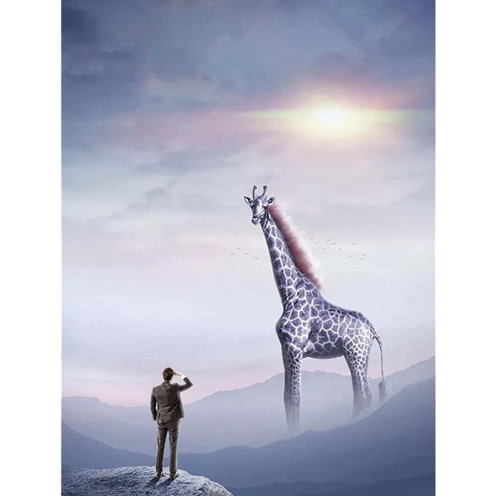 

Вэнь Цзуань DIY Алмазная картина 5D животные полная квадратная Алмазная вышивка Жираф картина крестиком набор домашний Декор подарок 30х40см