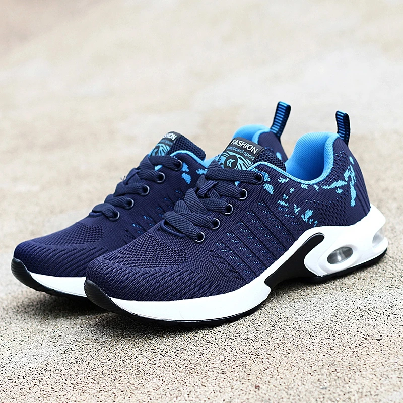 blue shoes woman Женская обувь для тенниса; кроссовки; Basket Femme; толстая подошва; Платформа; Танкетка; шнуровка; дышащая обувь для женщин и девушек; увеличивающая рост обувь - Цвет: blue shoes woman