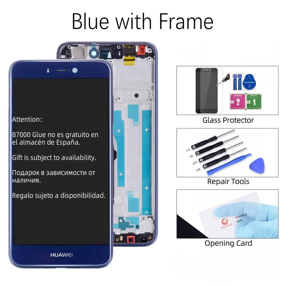 Blue with Frame Дисплей для HUAWEI P8 Lite LCD в сборе с тачскрином на рамке 5.2‘’ черный золото белый синий - Цвет: Blue with Frame