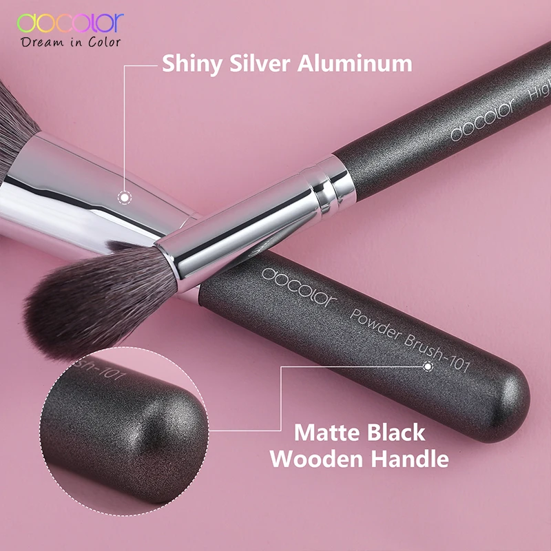 Docolor 15 шт. Кисть для макияжа натуральная козья шерсть основа Пудра Тени век
