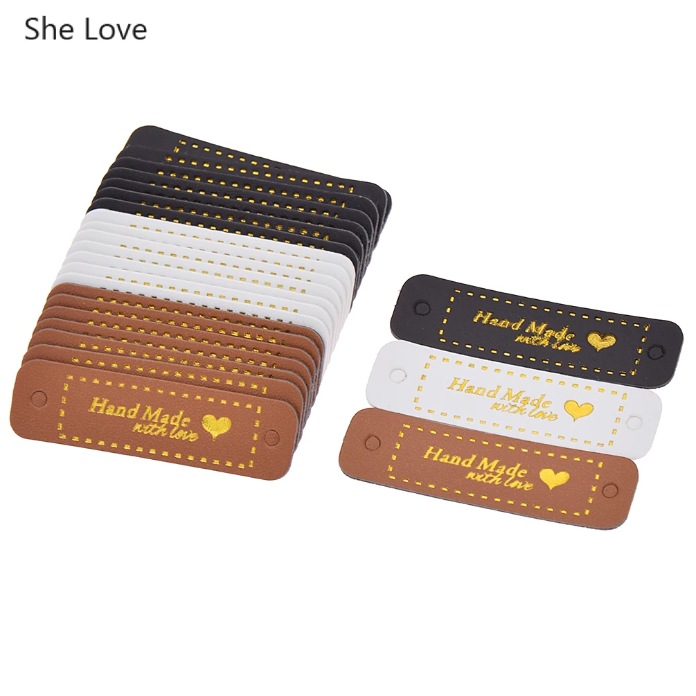24pcs with 3colors She Love 8 24 шт./лот из искусственной кожи этикетки Diy ручной работы одежда метки одежды для джинсов сумки обувь Швейные материалы - Цвет: 24pcs with 3colors