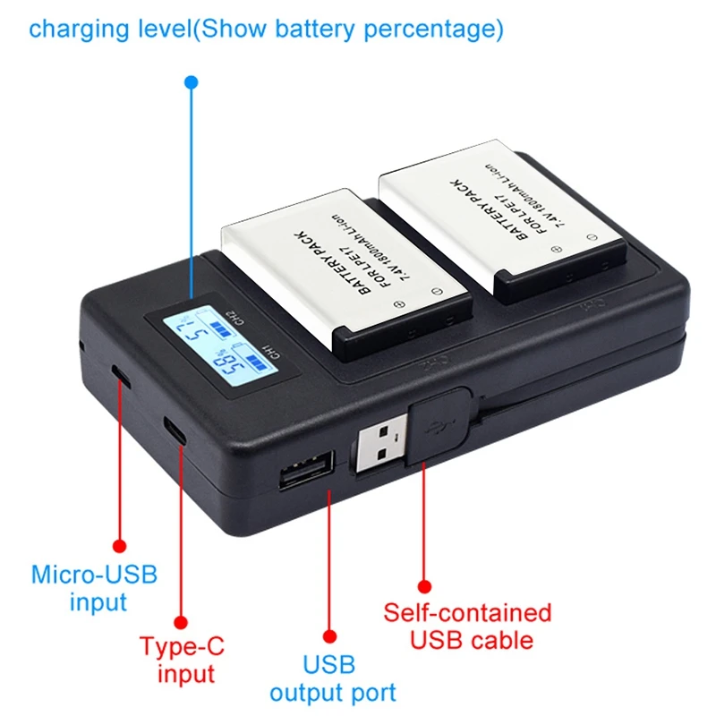 ABHU-2Pc Lp-E17 Батарея+ ЖК дисплей Usb двойной Зарядное устройство для цифровой однообъективной зеркальной камеры Canon Eos 200D M3 M6 750D 760D T6I T6S 800D 8000D поцелуй X8I камеры