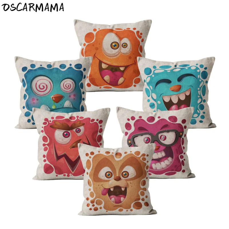 

Cute Lovely Funny Ghosts Face Grimace Halloween Kids Cushion Cover Festival Decoration Beige Colorful Throw Pillow Case Big Size