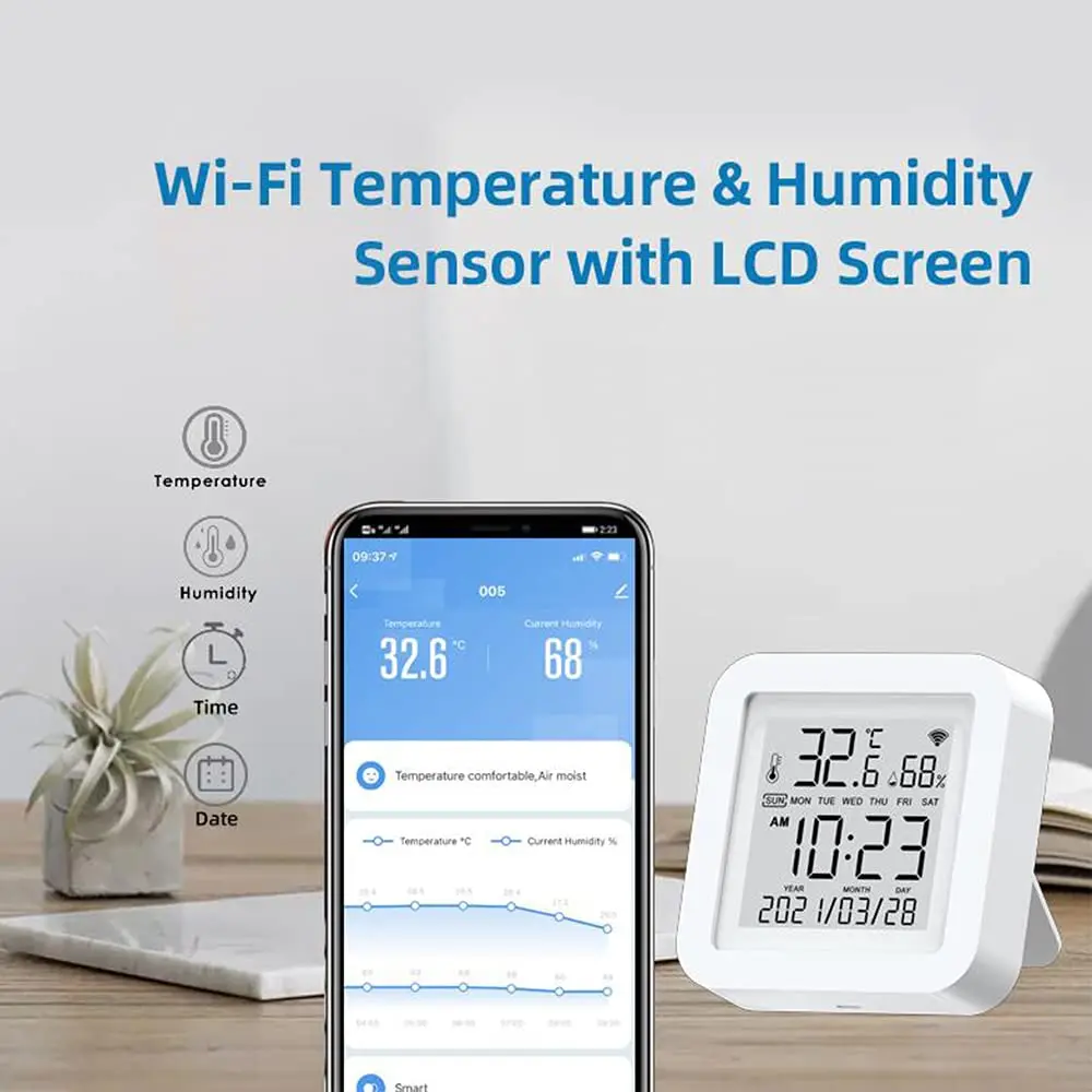 Датчик температуры и влажности Alexa Smart home Tuya гигрометр термометр с ЖК-дисплеем
