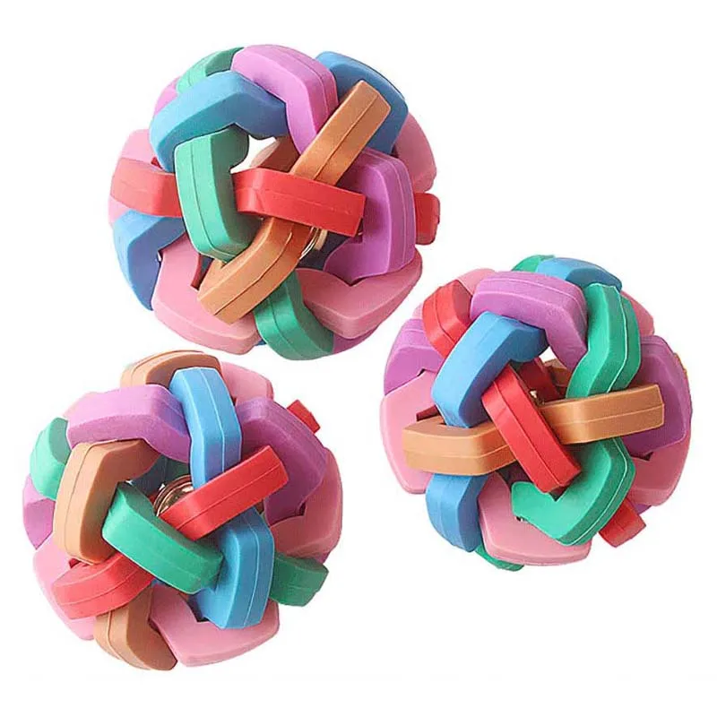 

Dog Chew Sharpen Teeth Toys with Bell Tease Cat Ball Pet Interactive Toys Colorful Ball Outdoor Walk Pet Supplies Puppy Chew Toy