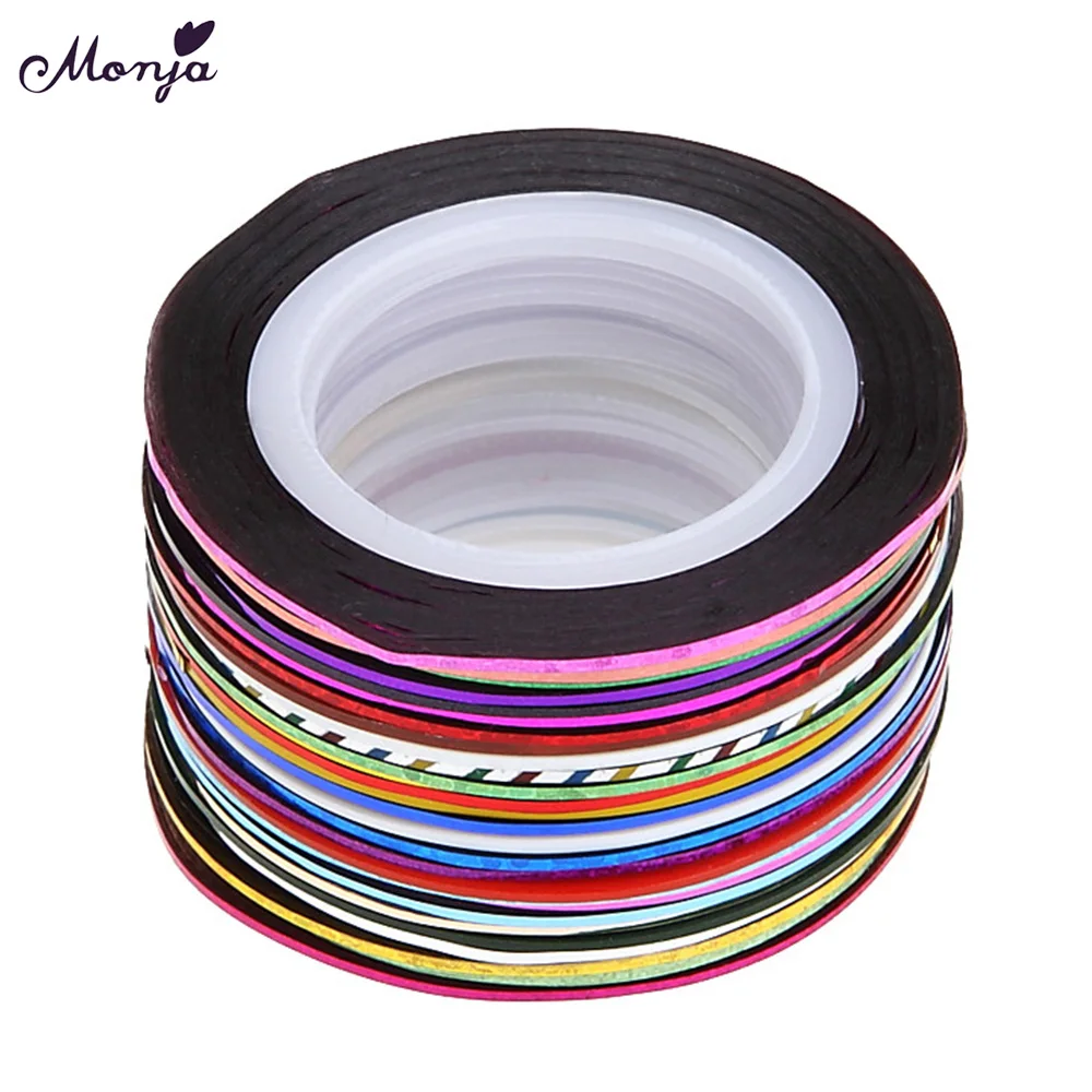 

30 Rolls Nail Art Decoration Lines Mixed Colors Rolls Nail Art Striping Tape Line Decoration Sticker DIY Decals