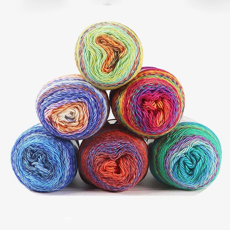 

100g Rainbow Segment Dyed Cashmere Yarn Wool DIY Handmade Knitted Baby Sweater Hat Scarf Sofa Cushion Cake Yarn