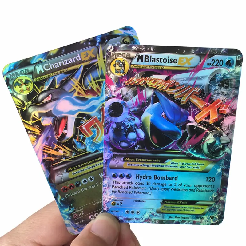 Caja de cartas de Pokemon MEGA EX para ni&ntilde;os, TAKARATOMY, juegos de batalla, comercio, colecciona tarjetas brillantes, juguete de regalo, superventas, 100 Uds.-2
