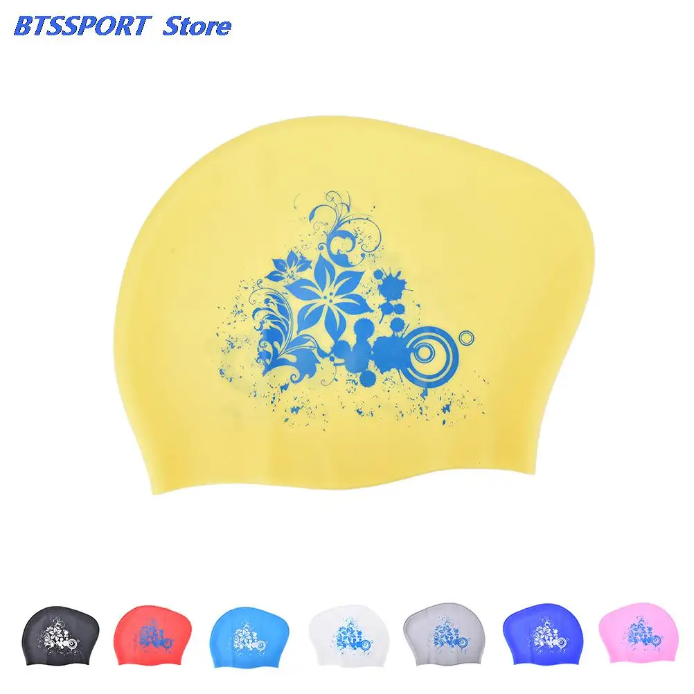 Силиконовая шапочка для плавания с длинными волосами женские водонепроницаемые