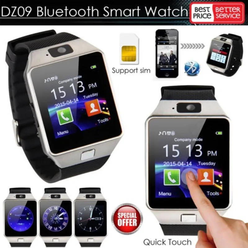 Подключение через Bluetooth Смарт часы DZ09 трекер TF SIM Камера для IOS iPhone Samsung Huawei Xiaomi Android