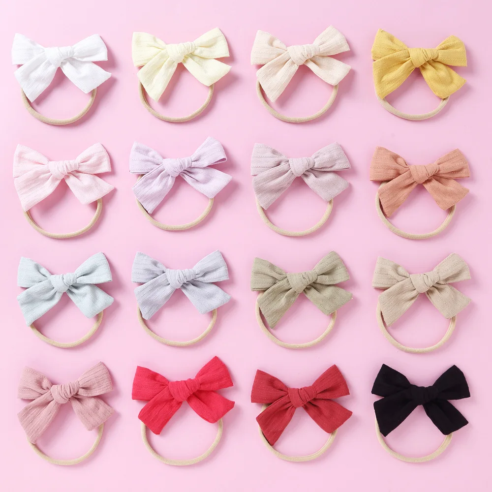 

Baby Cotton Headbands For Newborn Elegant Solid Color Hair Band Cute Baby Elastic Bow Headwear Kids Gifts Girl Hair Accessories