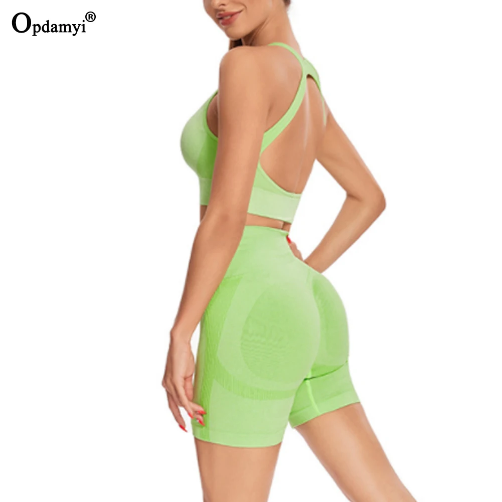 Комплект женский бесшовный для йоги шорты с высокой талией и спортивный