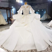 luxury ivory wedding dress 2021 with shawl plus size bridal gown 200cm cathedral train elegant robe mariee fancy beads top