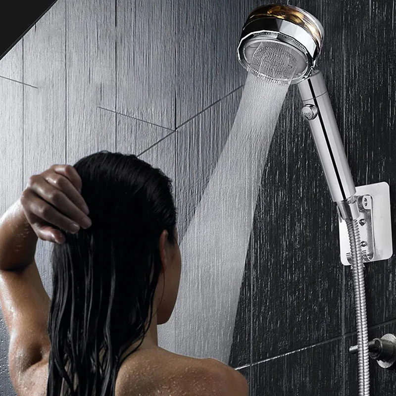

High Pressure Handheld Shower Head with Filter and Pause Switch Turbocharged Propeller Shower Accessories TS2
