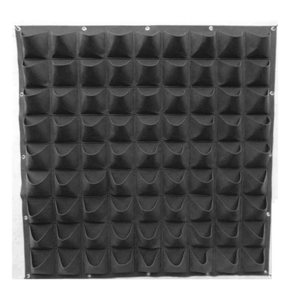 

MUCIAKIE 1PC 1.5mx1.5m Black Vertical Grow Bags 81PCS Small Pockets 15x15cm Wall Mounted Upright Hang Herb Flower Bag Garden Pot