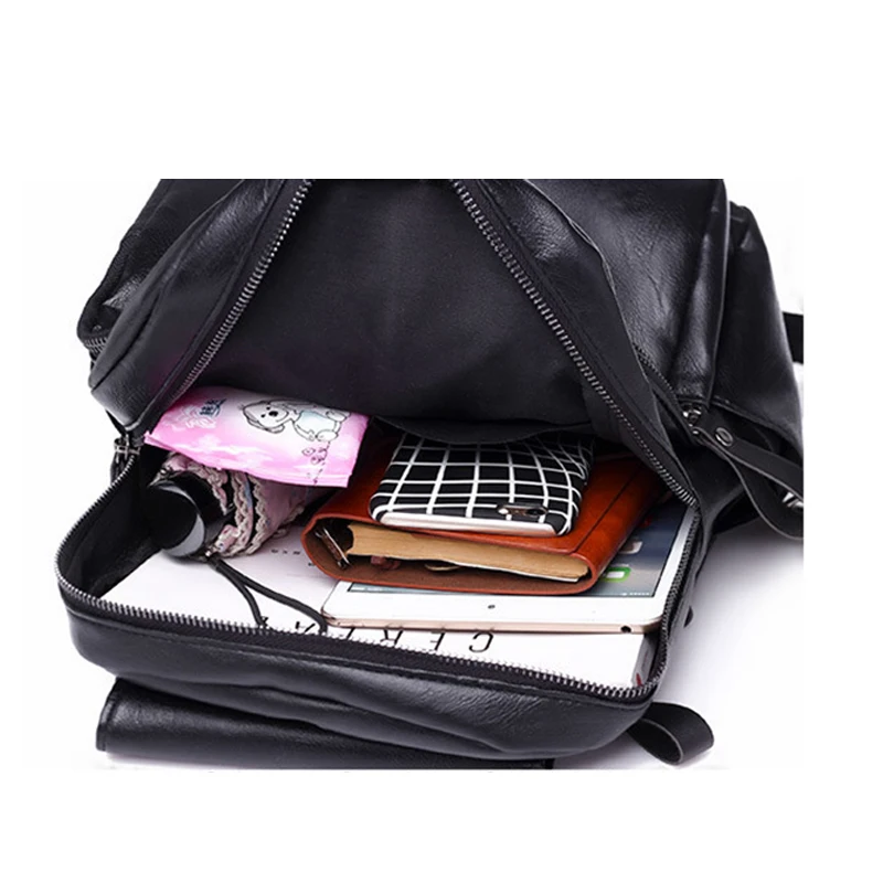 Маленький женский рюкзак из мягкой искусственной кожи черная повседневная