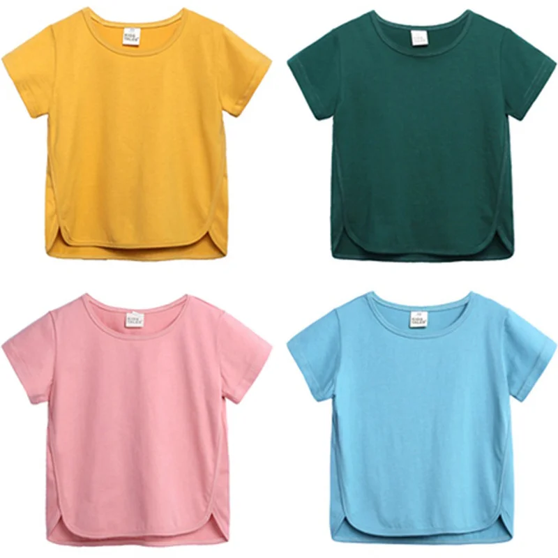 Летние футболки для мальчиков хлопковая Детская рубашка цветные топы Макарон