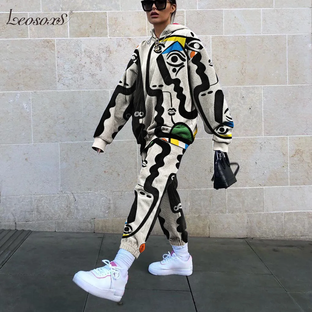 2 шт. Комплект женский спортивный костюм новый интересный дизайн полиграфии