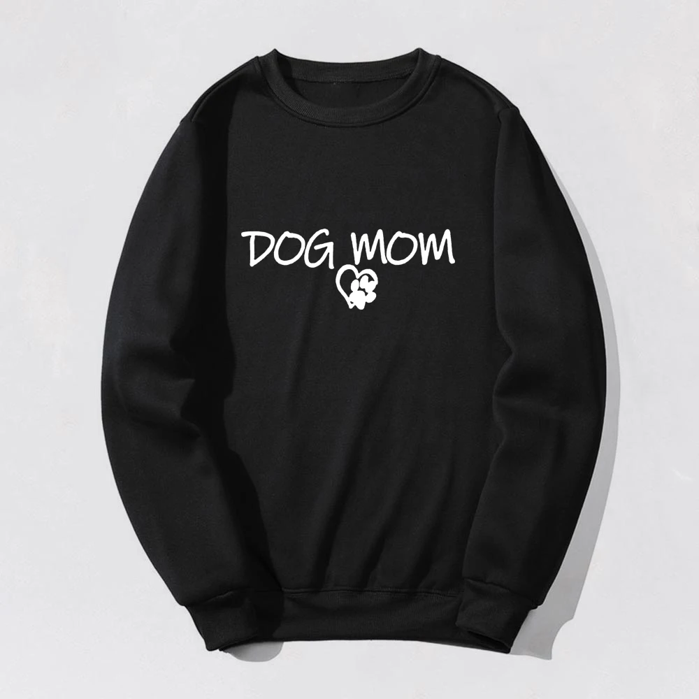

Harajuku Casual Round Neck Winter Brushed Pullovers Female Tops Ropa Mujer Dog Mom Print Women's Sweatshirt Dog Lover Clothing