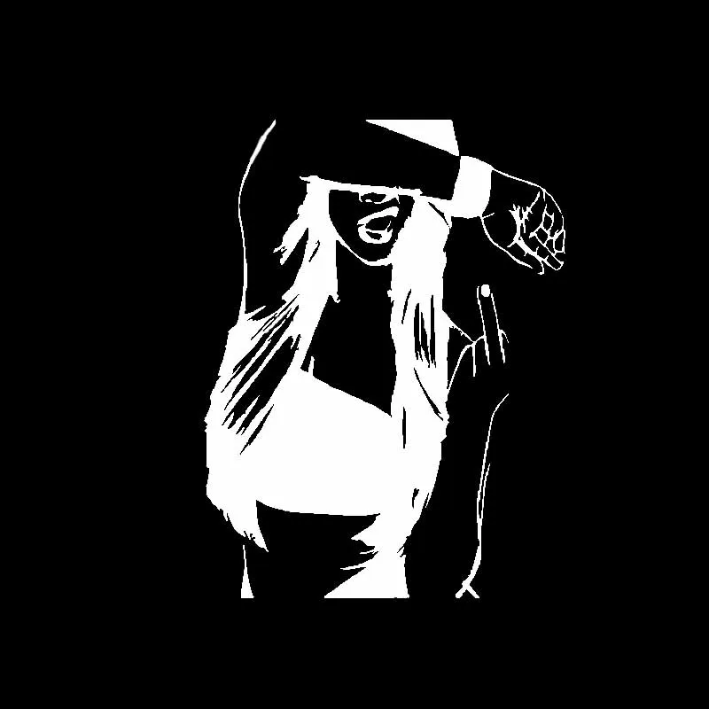 

Girl Middle Finger Vinyl Decal Car Sticker Decor Woman Waterproof Car Window Body Decorative Stickers Accessories Black/Silver
