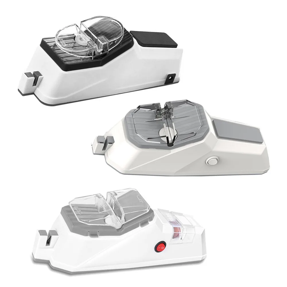 

USB Electric Knife Sharpener Adjustable For Kitchen Knives Tool Knife Scissor Sharpening White medium and fine grinding blade 1x
