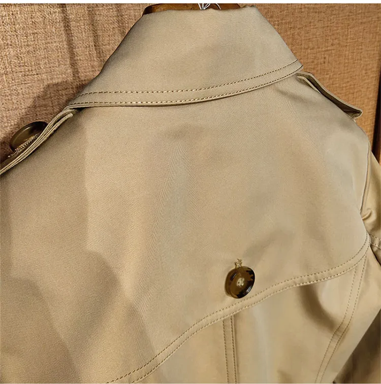 Тренчкот женский в британском стиле Элегантная короткая верхняя одежда пальто