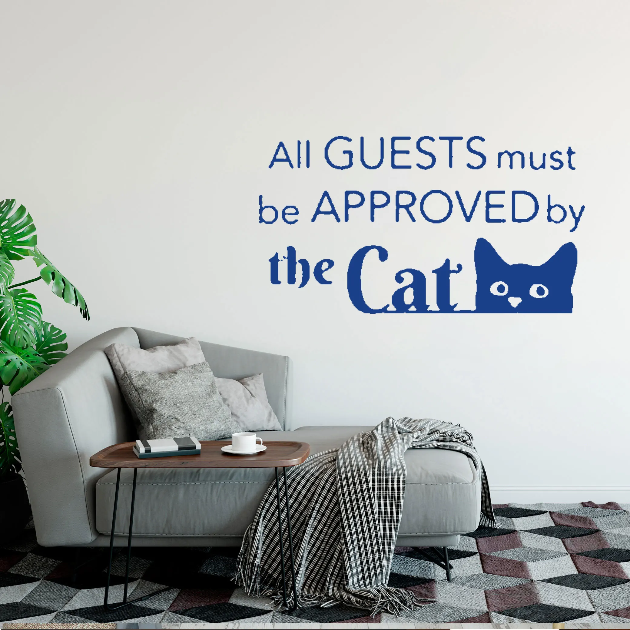 

All Guests Must Be Approved By The Cat Art Quote Cat Wall Sticker Vinyl Home Decor Teens Room Sticker DW21359