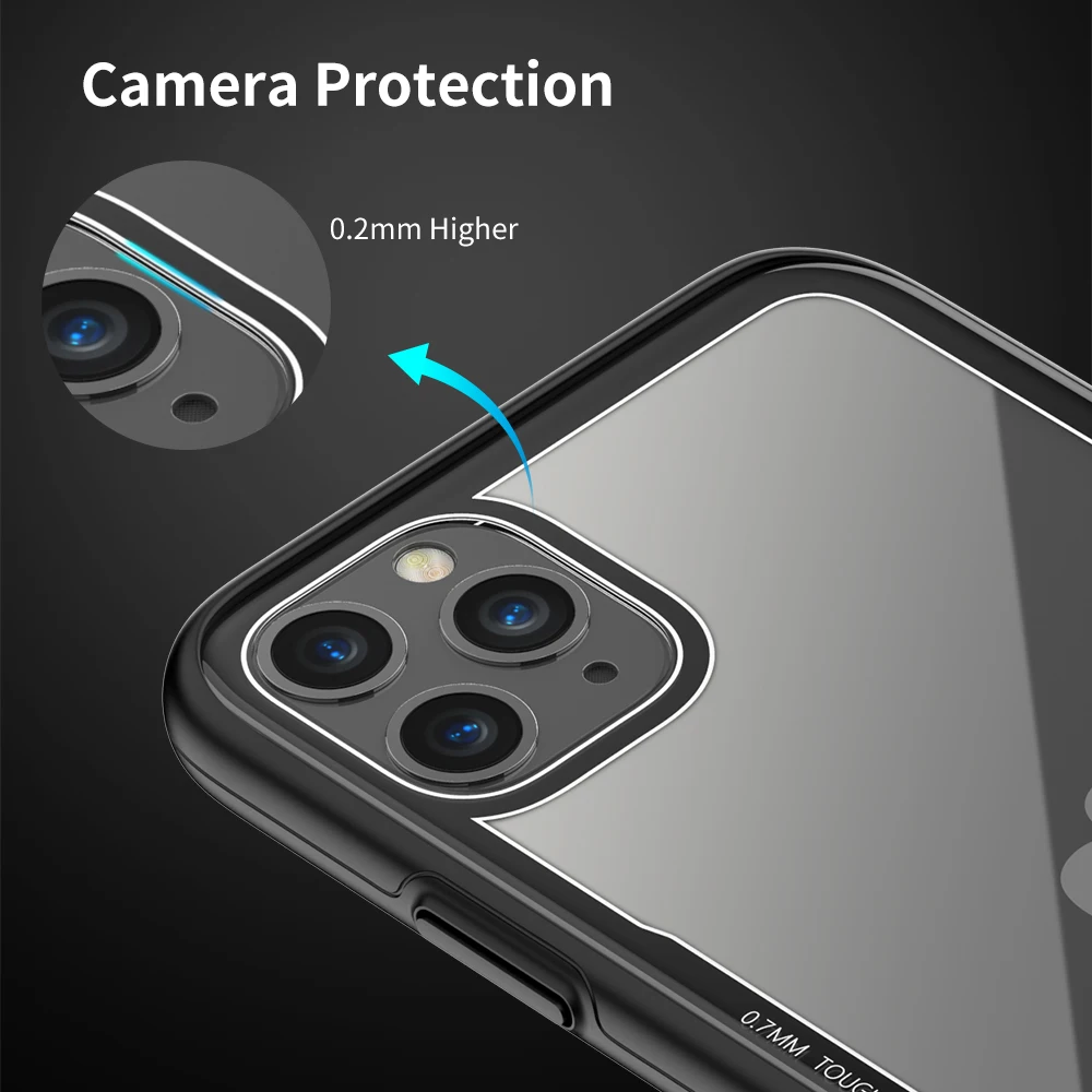 Чехол FLOVEME из закаленного стекла для iPhone 11 Pro Max прозрачный защитный стеклянный