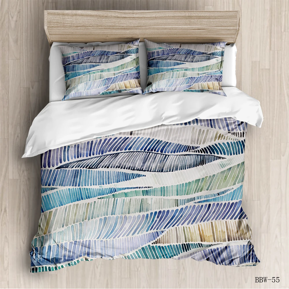 

2020 new fashion ink style bedding 2 / 3 piece set with classic wood pattern simple cover quilt cover and pillow case