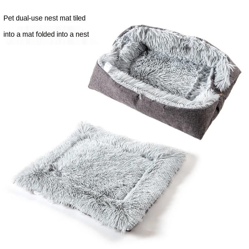 

Pet Litter Mat Dual Purpose Plush Small Dog Cat Mat Autumn and Winter Dual Purpose Cat Bed Sofa Pet Supplies