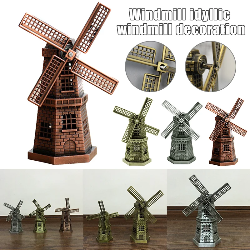 

Dutch Holland Windmill Alloy Metal Decoration Statue Figurine for Home Office BDF99