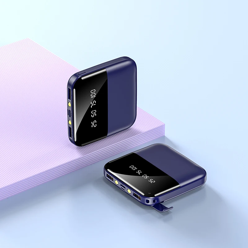 Мини Банк питания 20000 мАч быстрое зарядное устройство для Iphone Xiaomi Huawei 2 USB ЖК