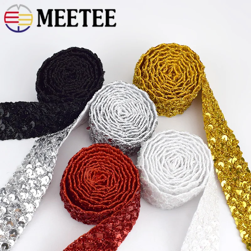 Ленты кружевные с блестками золотистые/серебристые 34 мм 5/25 м|Кружево| |