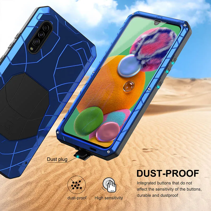 Для samsung Galaxy A90 5G Твердый корпус для телефона Алюминиевый металлический корпус Закаленное стекло Защитная крышка экрана сверхмощный защитный чехол